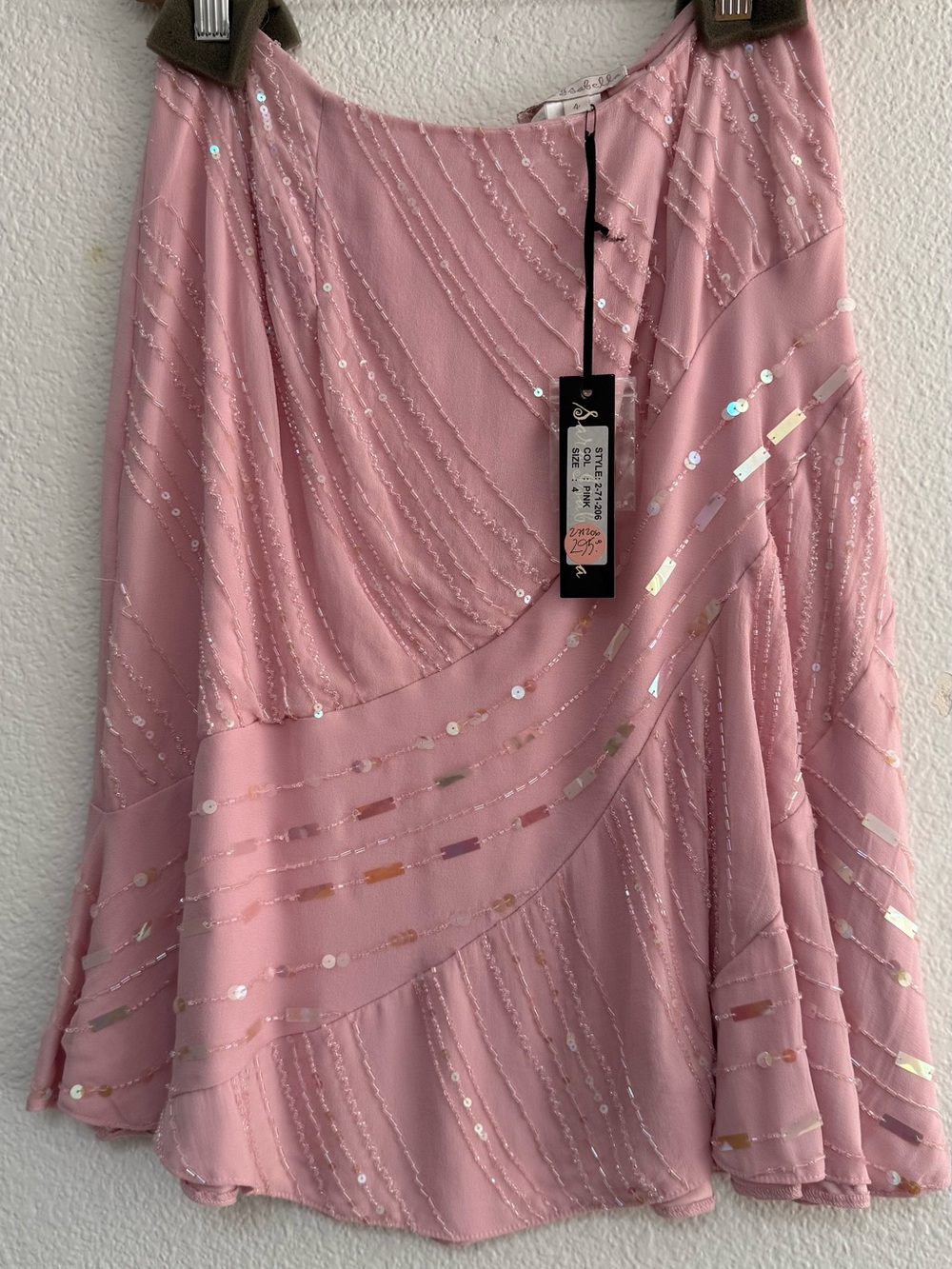 Embellished Pink Circle Skirt 100% silk - Picture 2 of 4